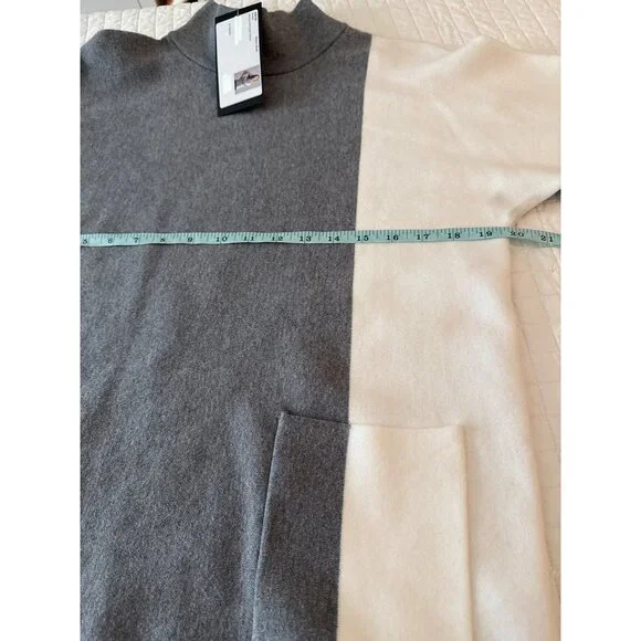 Alison Sheri Womens Colorblock Turtleneck Sweater S Gray & White Viscose Blend - Picture 13 of 15